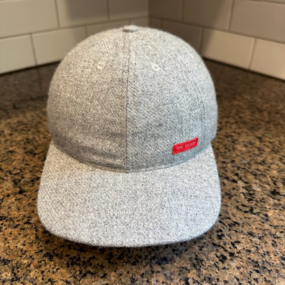Topo Designs Hat 6 Panel Adjustable Men's Heather Grey Red Made in USA